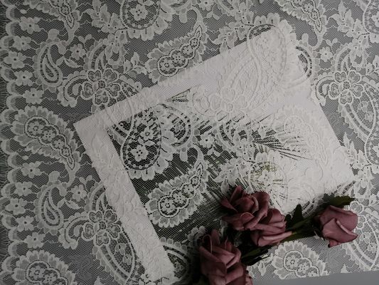 Облегченная французская ткань шнурка Chantilly Пейсли белая Bridal