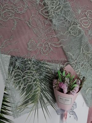 Ткань шнурка Scallop Lurex французской ресницы Chantilly металлическая