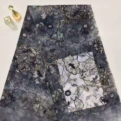 Покрашенный флористический Sequin шнурка вышил ткани платья ткани