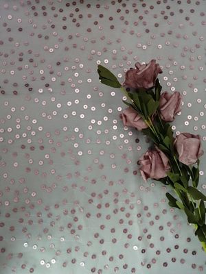 Розовый прозрачный Sequin вышил Organza Тюль ткани для одеяния