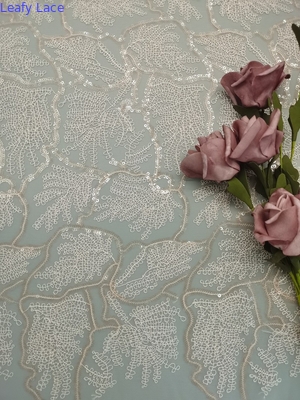 Густолиственная вышитая пряжа вышивки Тюль розовой ткани шнурка Sequin материальная поли