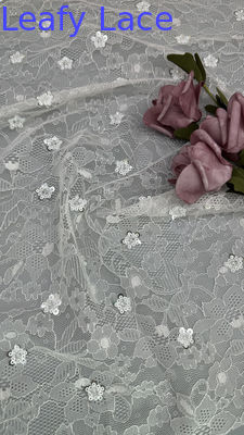 Белая французская шерстяная ткань Chantilly Luxury Sequin Lace для вечерних платьев и модных моделей