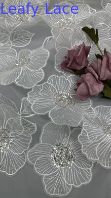 Ткань с вышивкой бисером 100% полиэстер, блестящая, на заказ, элегантная для вечерних платьев и платьев