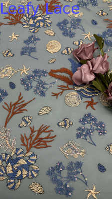 Морская красочная ткань с пайетками для вышивки класса люкс от фабрики до подиума – Premium Laceess