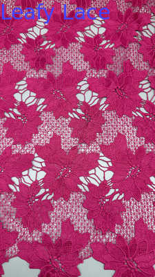 Гипурный кружевный розовый листовой стиль вышитая кружевная ткань для свадебного платья